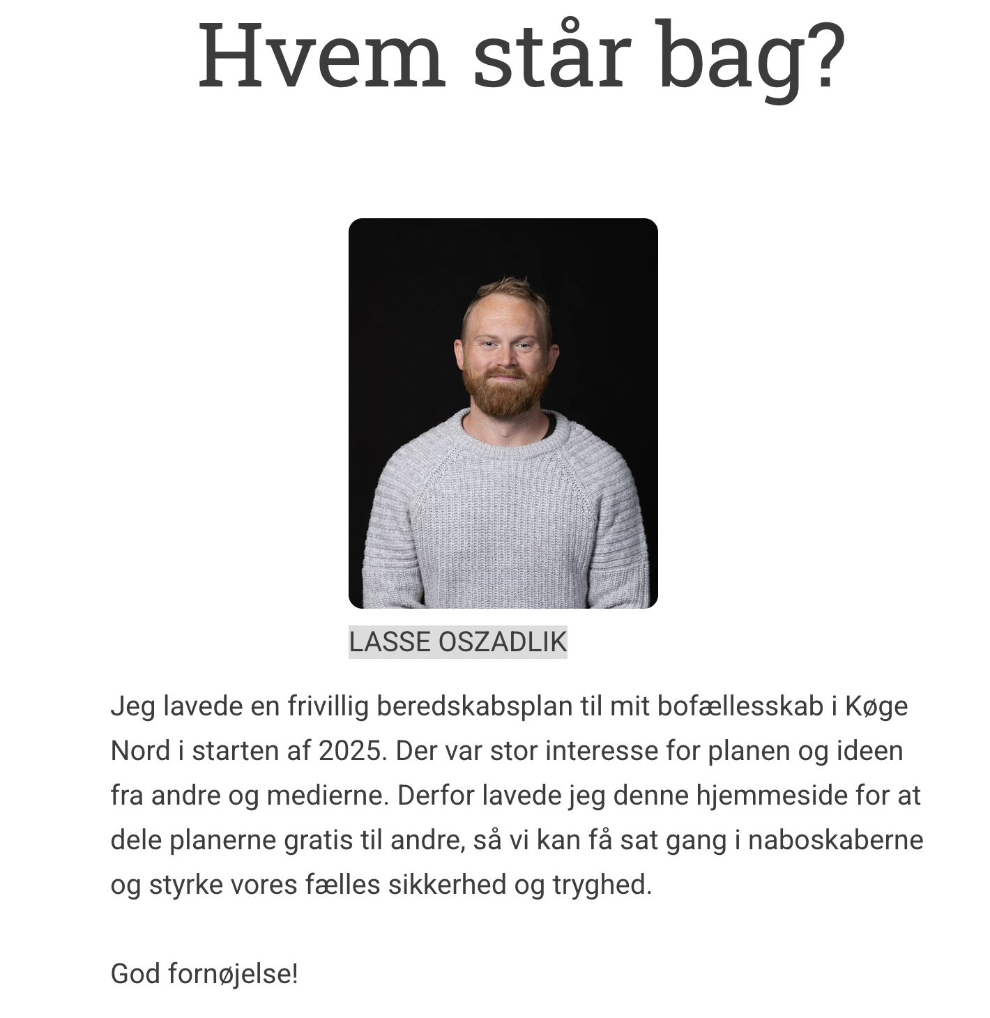 Skærmbillede af frivilligberedskabsplan.dk